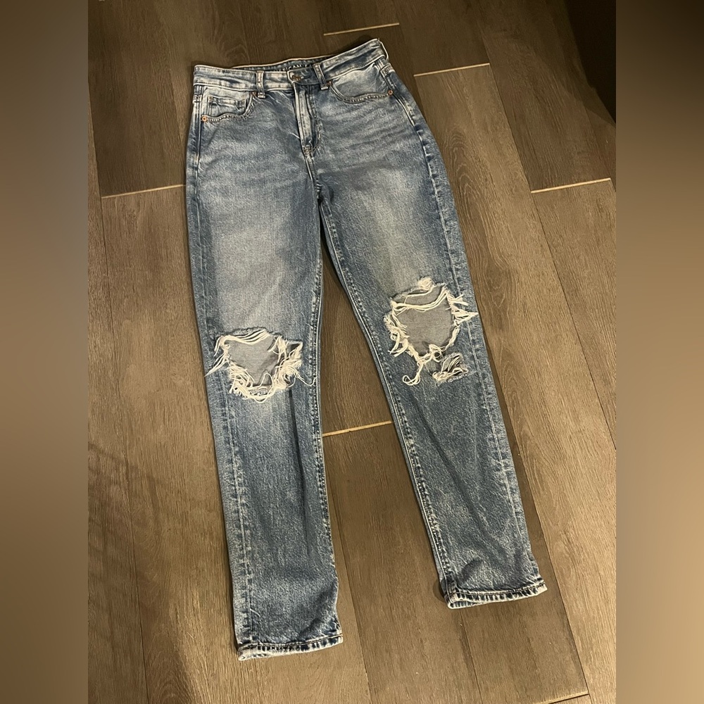 American Eagle Outfitters Ripped Blue Mom Jeans